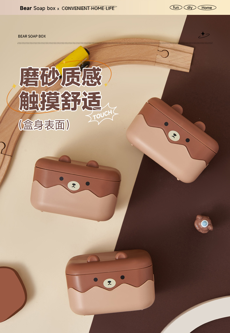 Cute and fun soap box, cartoon creative household soap rack, bathroom and kitchen household draining rack, storage box pic 5