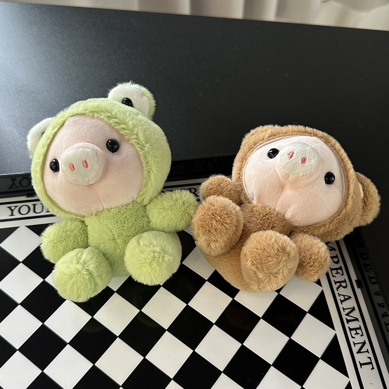 Cute little pig costume dolls, plush toys, little rabbit pendants, keychains, schoolbags, hanging decorations, piggy dolls, frogs pic 6