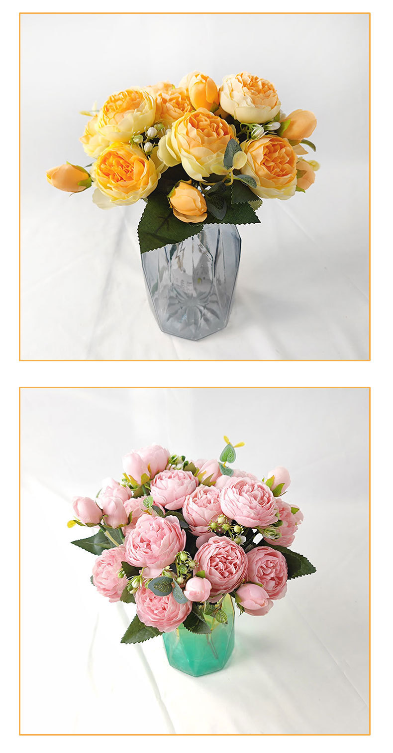 仿真菲丽波斯牡丹玫瑰花束家居客厅餐桌摆设 婚庆装饰 新娘手捧花详情8