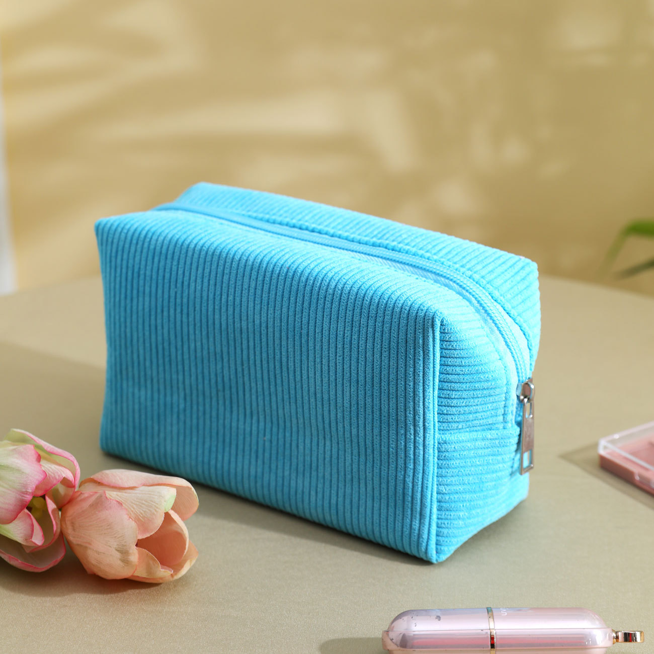 跨境灯芯绒女士八角化妆包便携化妆刷收纳袋小香风美妆包小号手拿详情10