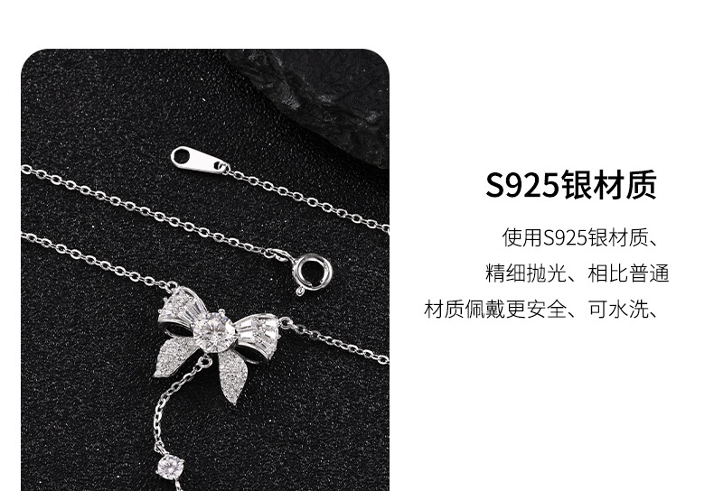 Sterling silver necklace, tassel bow necklace, accessory, high-end and elegant, ins style sweater chain, new accessory necklace pic 23