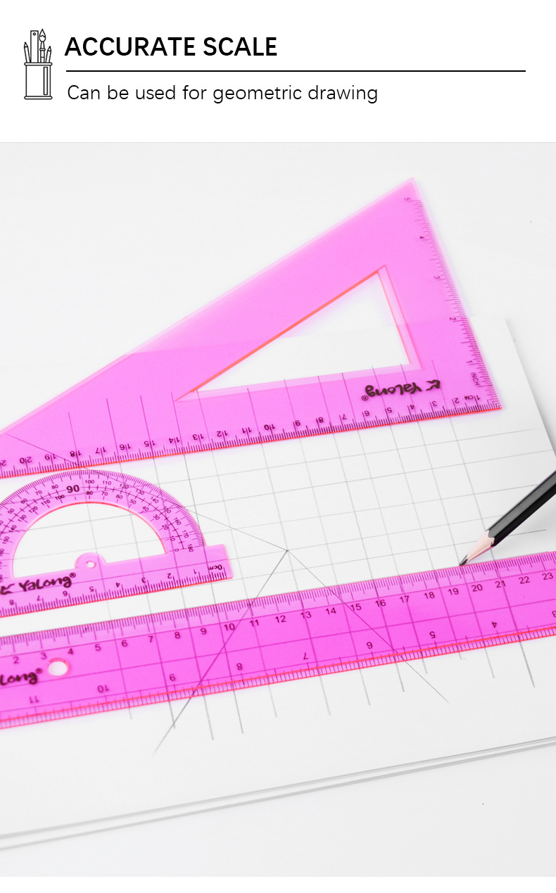 Yalong Cross-border Plastic School Ruler Set student learning Supplies wholesale pic 3