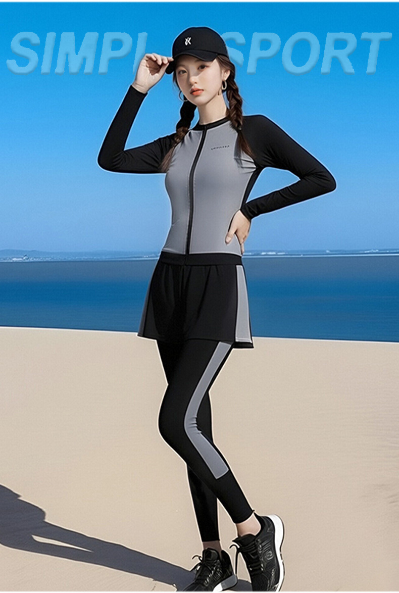 2026新款泳衣女分体五件套保守浮潜防晒长袖裤水母运动冲浪套装125357详情5