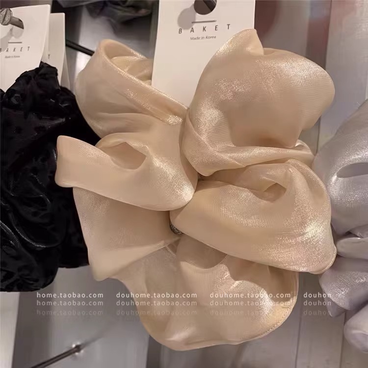 2025 New style of hair accessories from Dongdaemun, South Korea, Super large and high-quality silk gauze large intestine hair band, pig intestine fat intestine hair rope pic 2