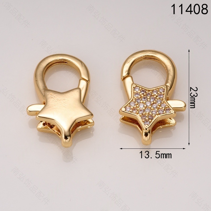 Pearl necklace clasp rose shell blade pin clasp connection end clasp sweater chain diy jewelry accessory pearl necklace clasp head full inlay zircon heavy industry lobster clasp spring clasp handmade end clasp sweater chain pic 9