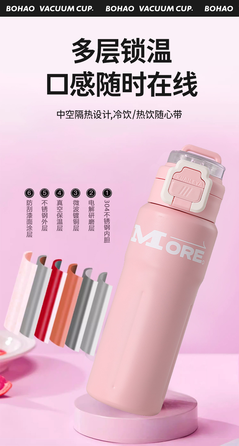 简约运动双弹盖保温杯车载316不锈钢双饮水杯高颜值户外便携水壶详情5