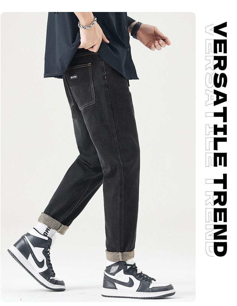 春季男士牛仔裤潮流修身直筒休闲裤2025春秋款百搭弹力痞帅长裤子详情10