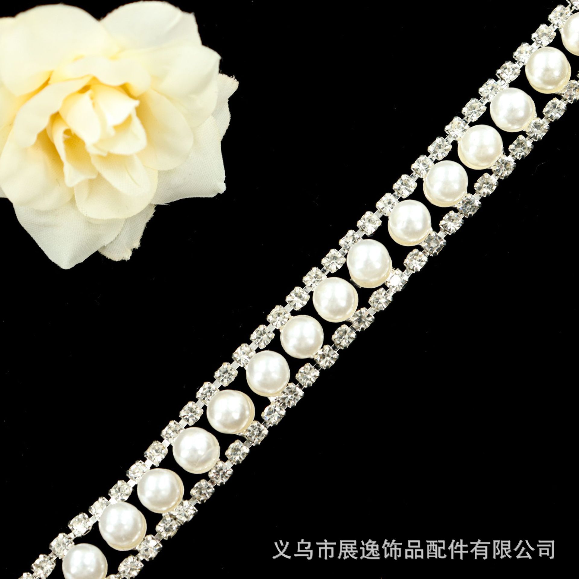 现货直销珍珠流苏钻链 适合婚纱礼服汉服帽服装子装饰配件批发详情6