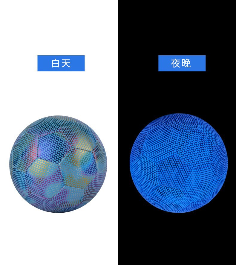 Wholesale of cross-border fluorescent reflective luminous footballs, No. 4 and No. 5 PU machine-sewn training luminous footballs pic 40
