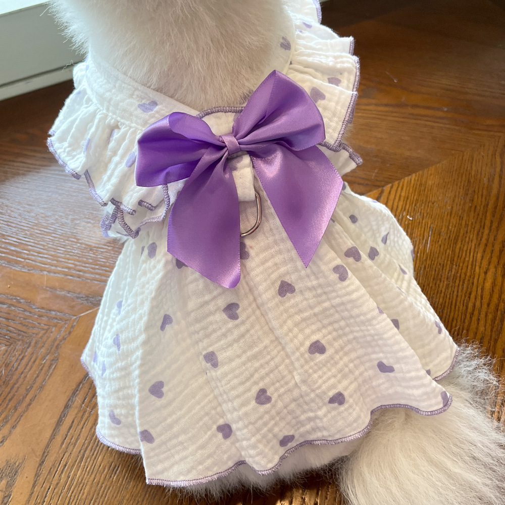 Mascotas vestido ropa ropa primavera verano perro gato teddy by bear pomerania muppet gato amor 100% algodón pic 32