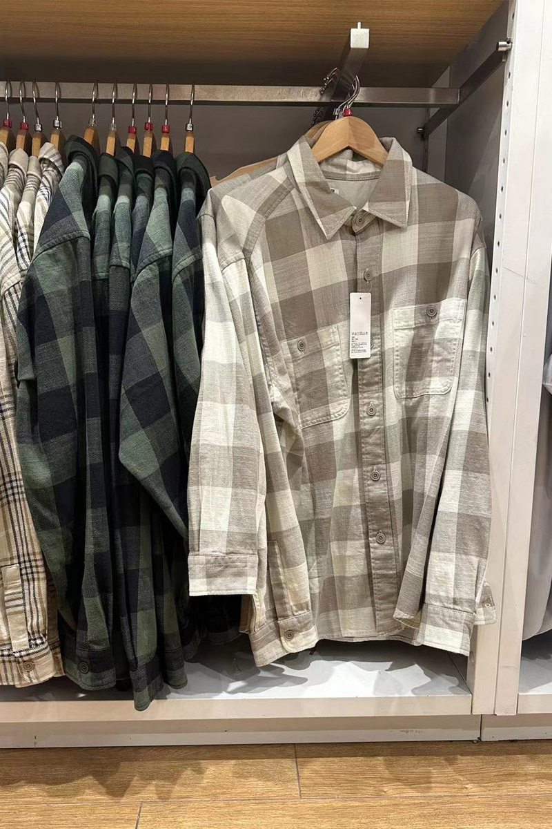 秋季男装竹节棉格子衬衫外套宽松衬衣长袖薄外套E476899/476900详情13