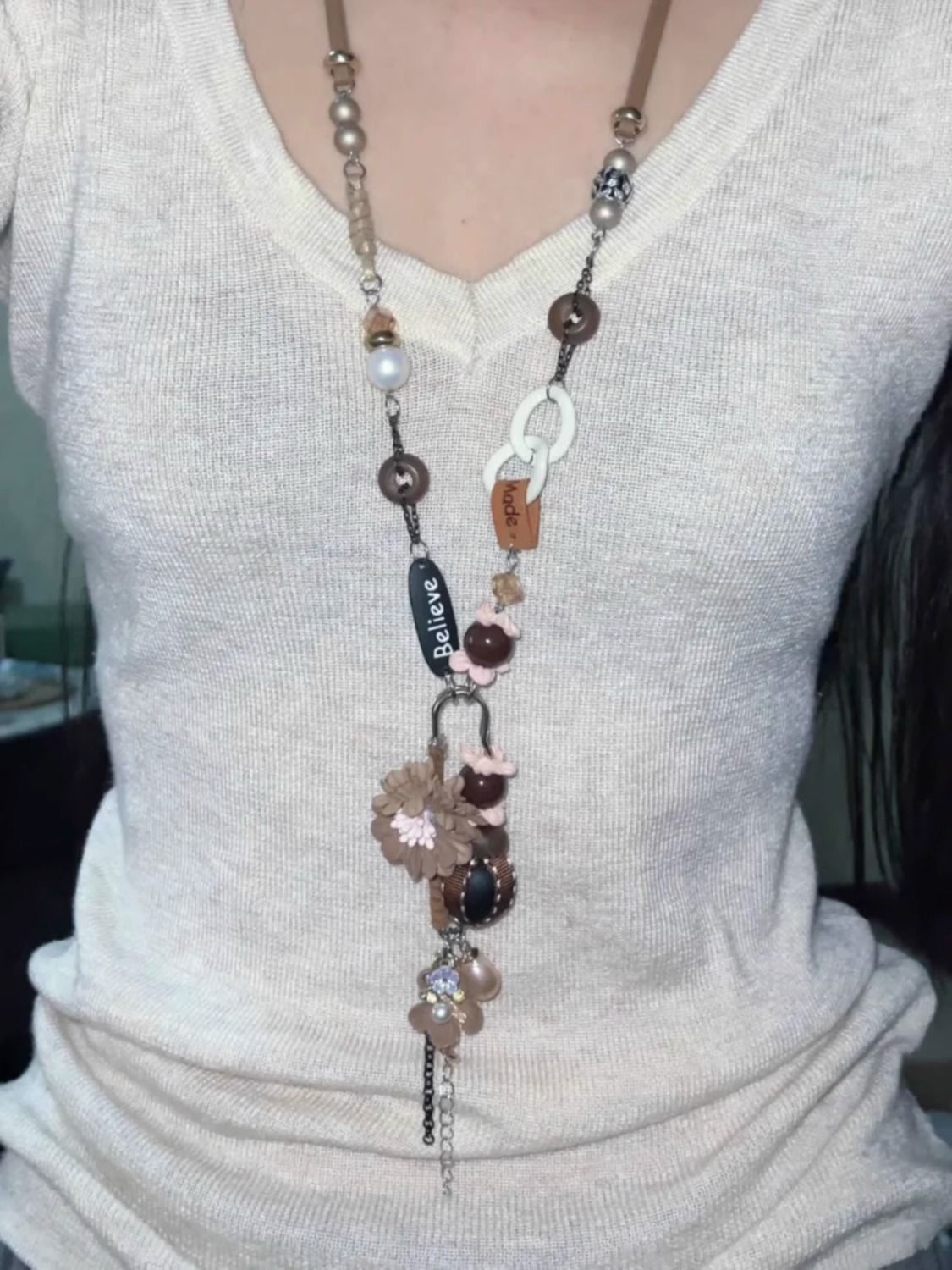 高级感原创自制 韩版ins海洋派大星长款项链小众复古可调节毛衣链详情15