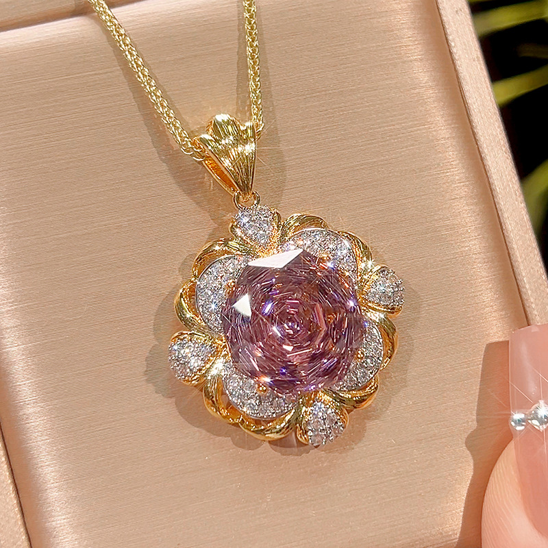 2025新款庄生生珠宝铜底镀金玫瑰切黄金复古拉丝轻奢套装女16-14m详情5