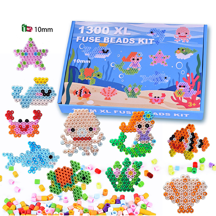 New 10mm Jigsaw bean hot melt bead DIY ocean-themed set toy 1300 pieces 1cm Jigsaw Bean XL hot beans pic 1