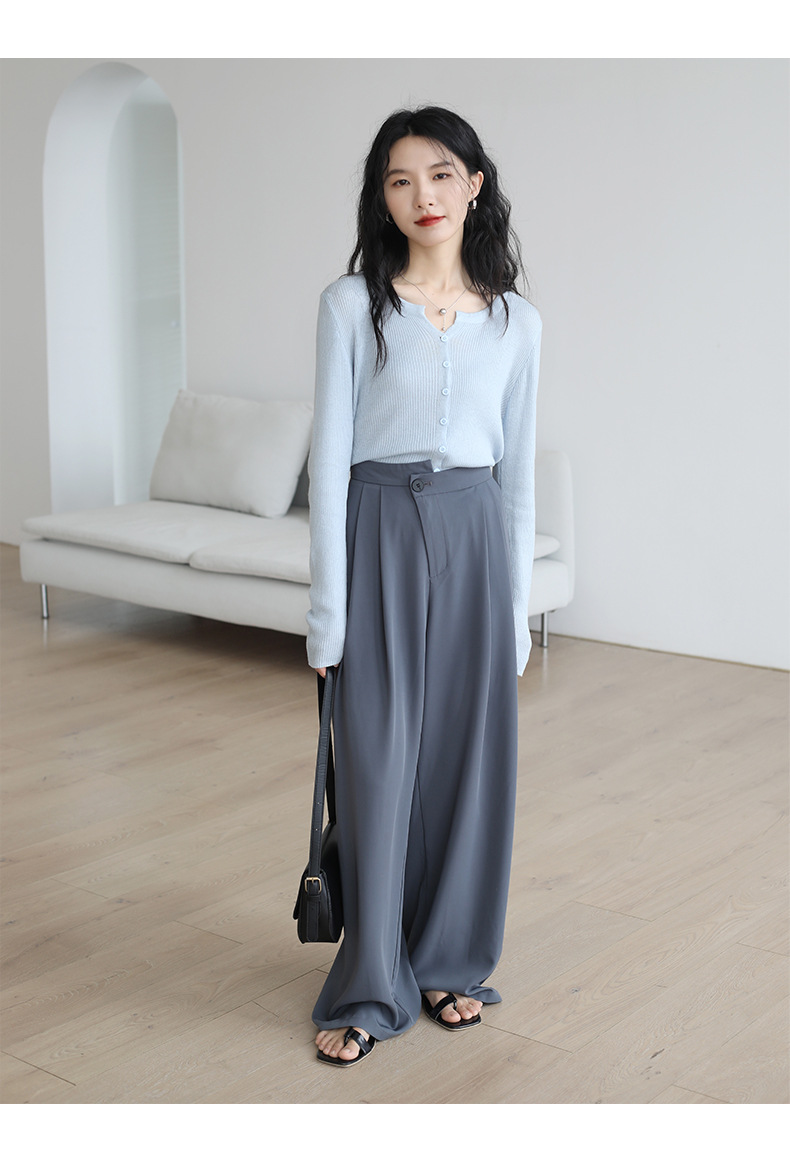 6羊毛品牌女装2025新款圆领长袖针织开衫 宽松百搭毛衣外套 空调衫秋季外搭女士精致加工详情19