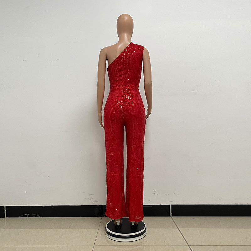 新中式无袖连体衣独立站夏季单肩亮片连体裤女批发详情85