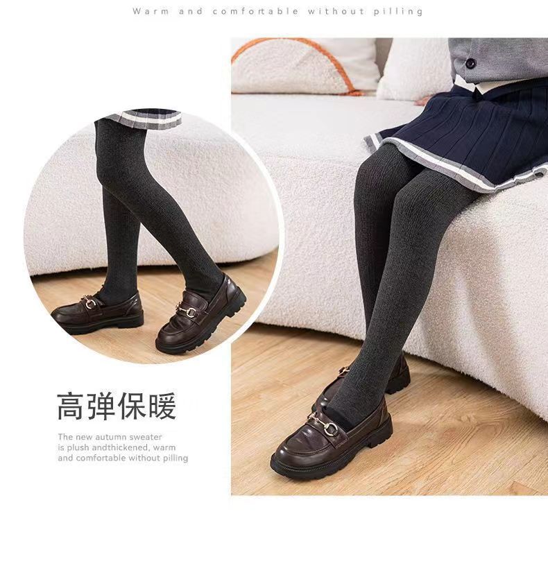 厂家批发秋冬女童防风保暖裤舒适高弹不掉毛连裤袜竖条薄绒打底裤详情16