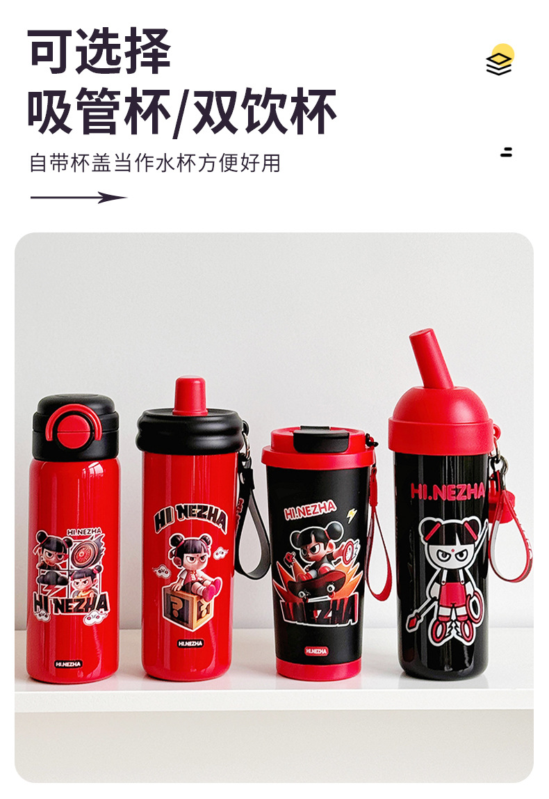国风水杯卡通便携儿童保温杯学生上学专用吸管杯高颜值不锈钢杯子详情10