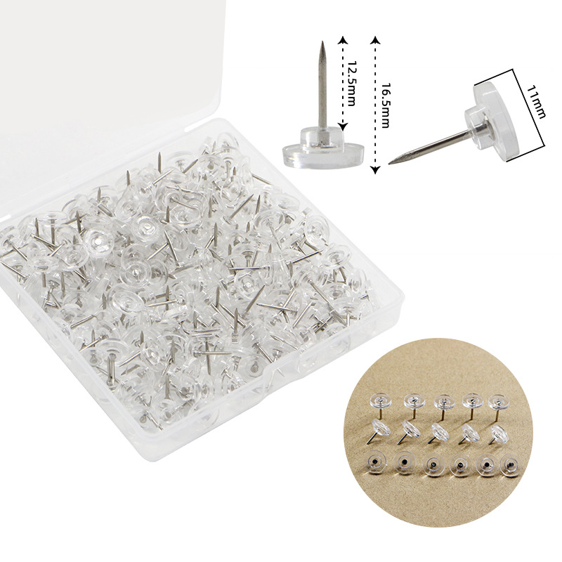 透明色黑色白色圆头图钉工字钉盒装图片照片墙软木板装饰按钉图钉详情2