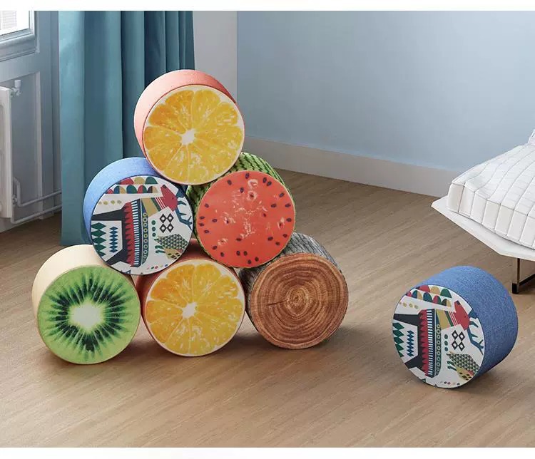 Amazon sofa stool, fashionable and creative living room, home sitting stool, small round stool, fabric stool, low stool, foot stool, shoe-changing stool pic 4