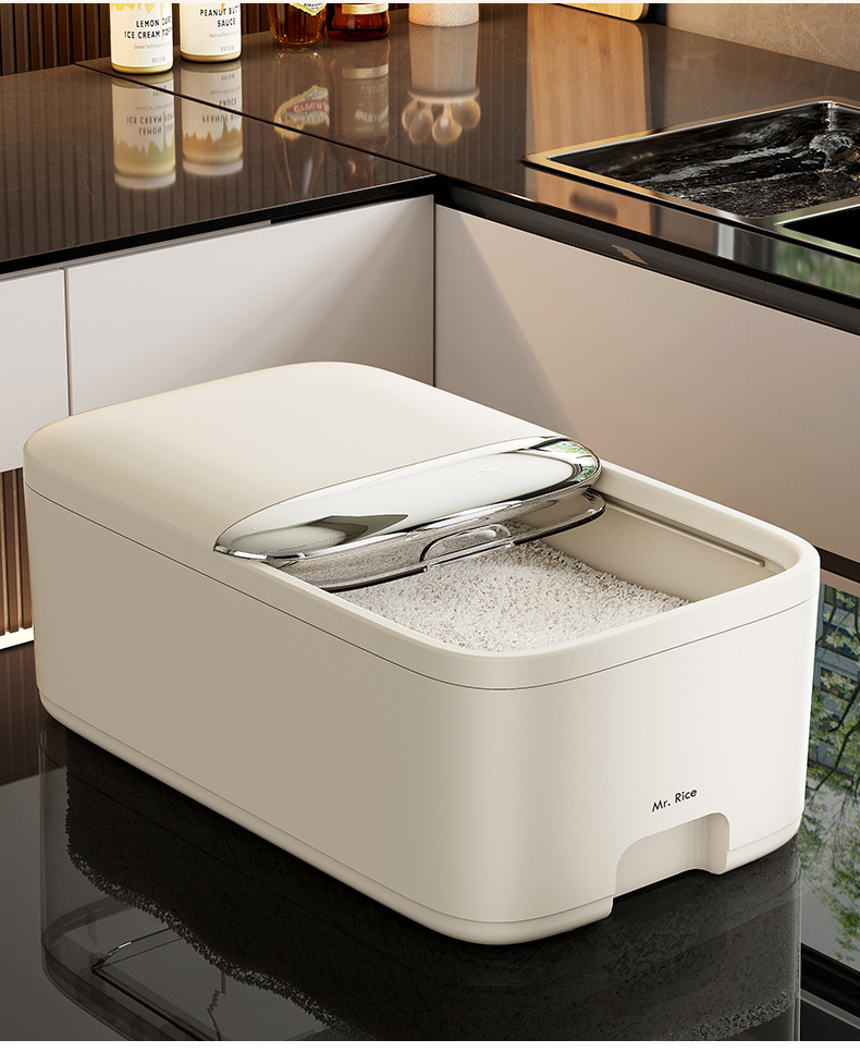 Household rice bucket, insect-proof and moisture-proof, high appearance level sealed rice jar, food-grade flour bucket, storage box for coarse grains, rice and dog food pic 14