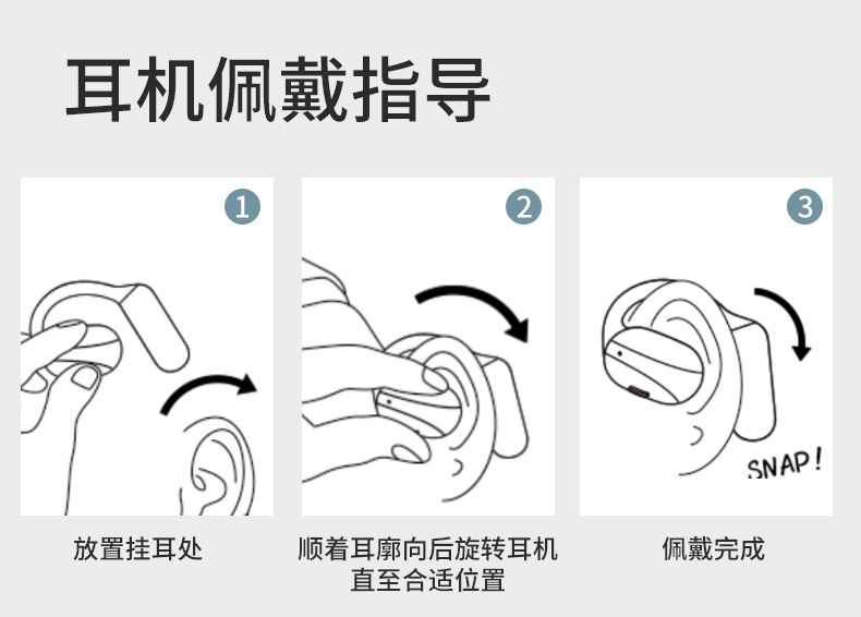 跨境新款 开放式5.3蓝牙耳机 无线单耳降噪通话 超长续航商务耳机详情15