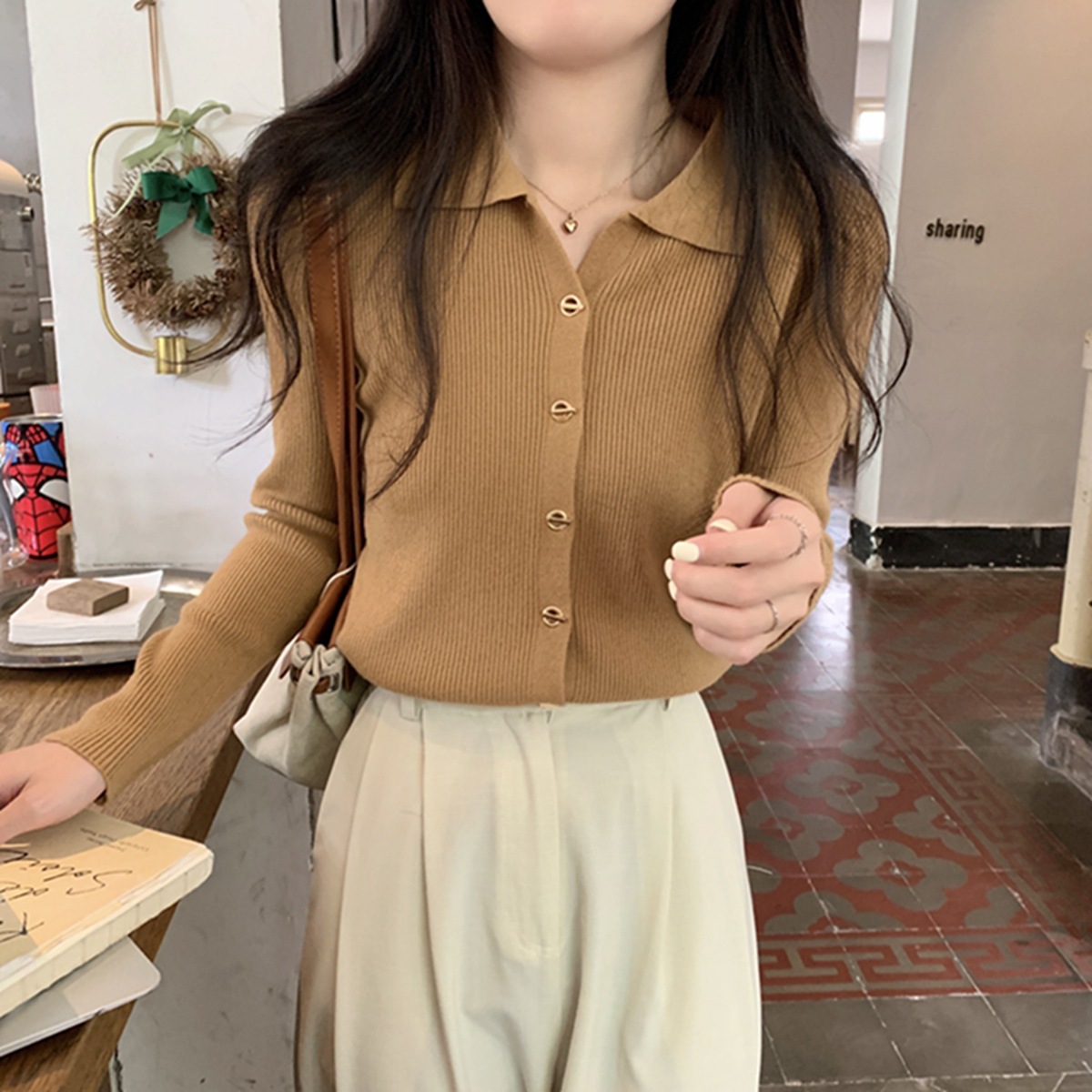 polo领内搭打底针织衫毛衣女秋冬2023新款早秋设计感别致独特上衣详情11