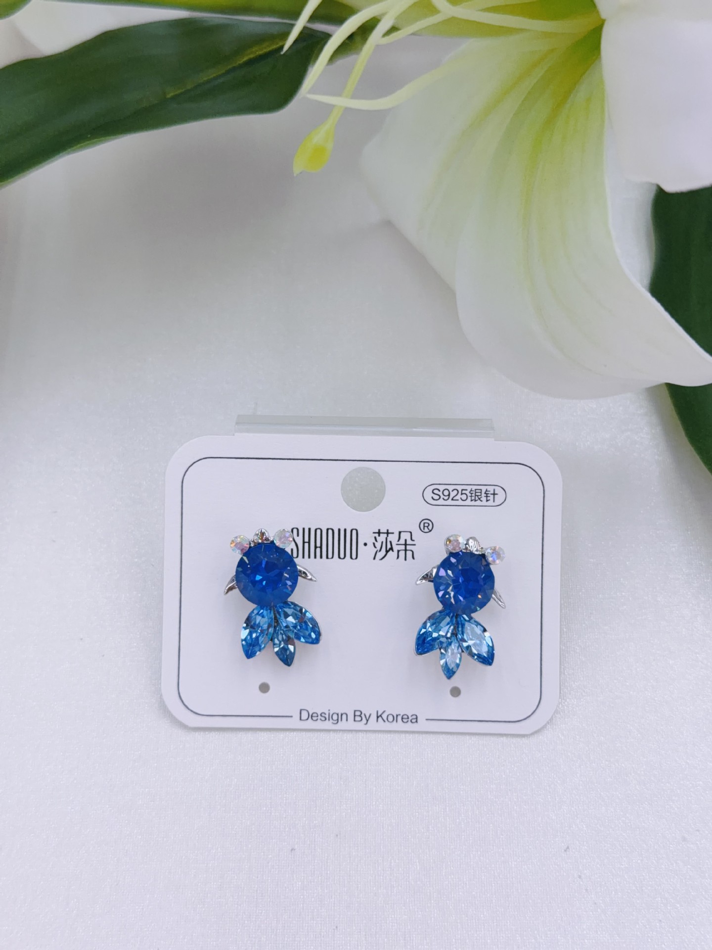 爆闪施家镶钻进口奥地利水晶精致韩系小金鱼耳钉S925纯银耳针新款详情7