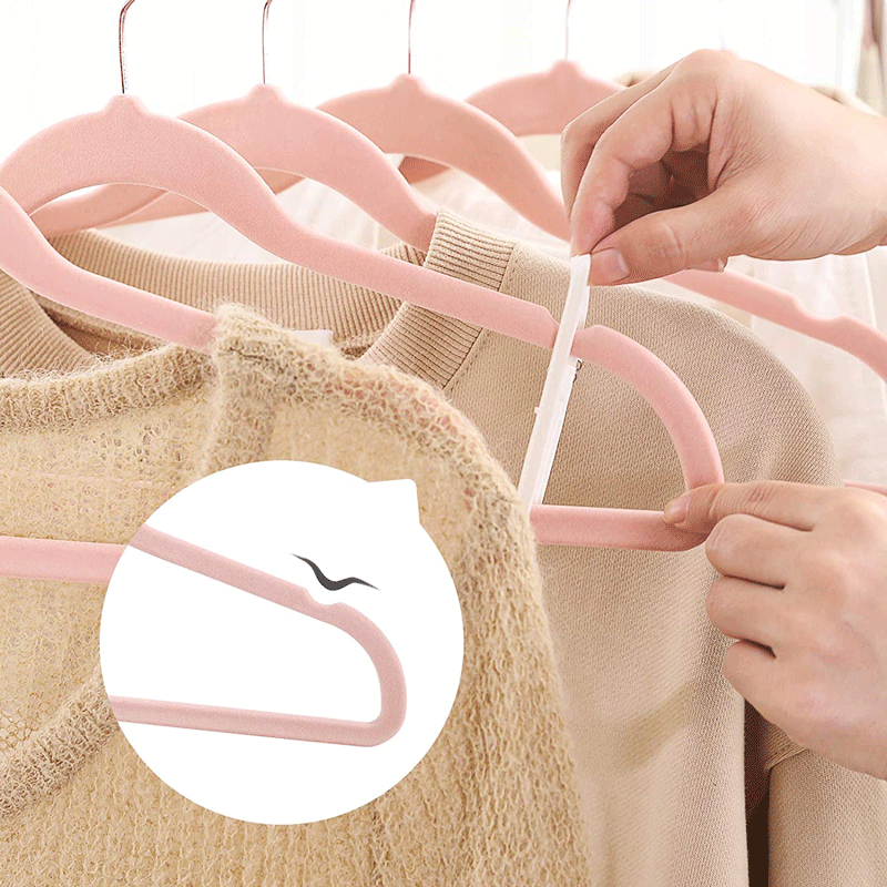 Velvet coat rack, anti-slip and traceless, velvet hanger, dry and wet dual-purpose, household dormitory clothes sorting, hanging pic 23
