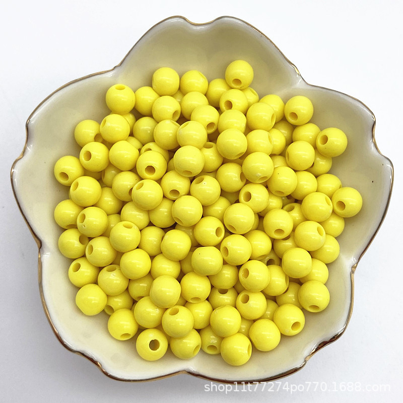 4/6/8mm亚克力直孔实色圆珠 diy手工串珠材料 光面珠子手机链散珠详情21