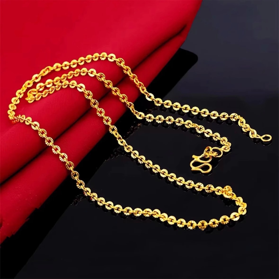 Take a bath without removing titanium steel color-preserving Chopin chain box spacer bead chain necklace M buckle round snake chain Sunflower chain pic 3