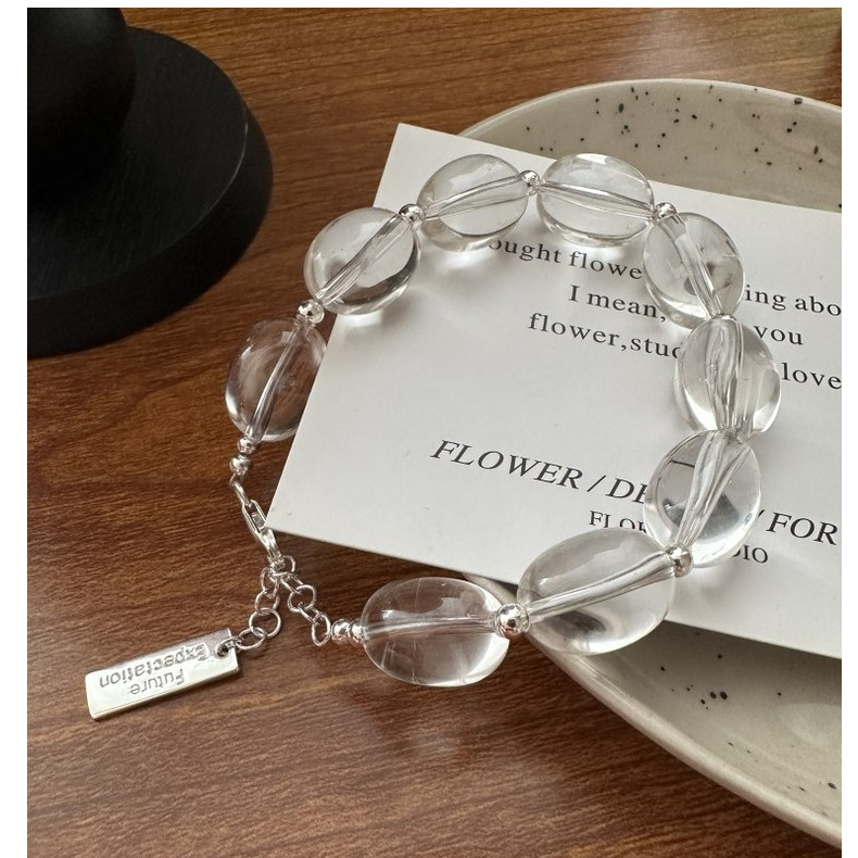 S925 sterling silver Korean version Spring/Summer fashionable white crystal bracelet Oval casual simple basic style jewelry wholesale pic 13