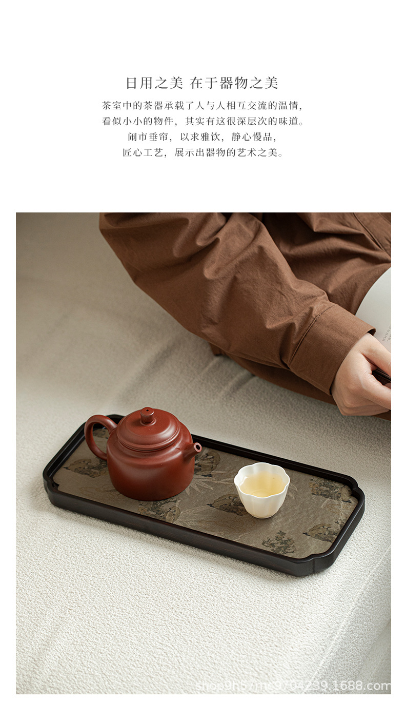 禧珮镁新中式复古竹制壶承干泡台功夫茶具收纳盘防水茶席套组茶托详情6