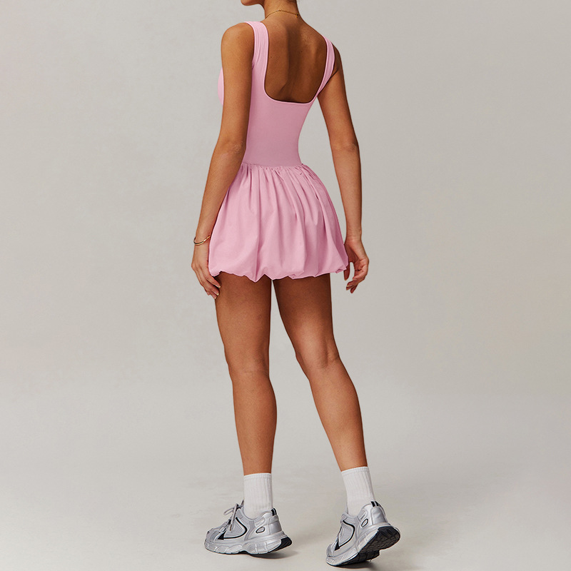 假两件防走光运动户外一体式短裙女带口袋运动短裤花苞速干网球服详情30