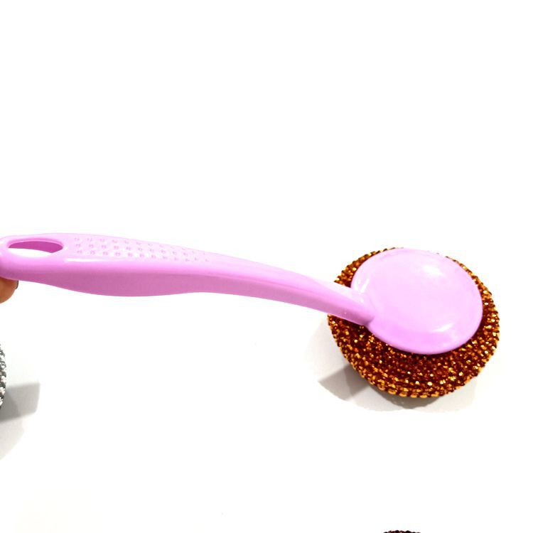 【 Zone 2-10 】 Gold Wire 【 Long Handle 】 Pot brush 500/ box, Multi-color plastic wire pot brush, bent pot brush, stainless steel wire brush, pot washing brush, cleaning ball, steel wool ball cleaning brush pic 7