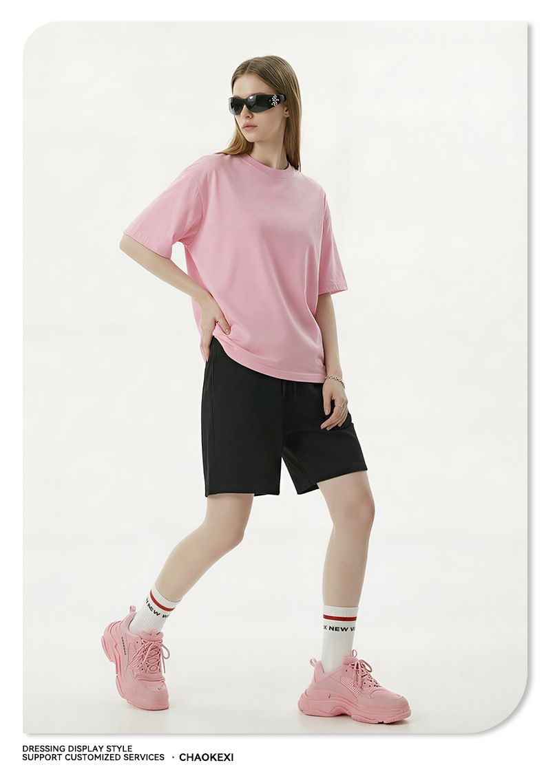 CKX Spring/Summer 2026 New 230G double-yarn pure cotton European and American trendy brand cool solid color loose large-sized short-sleeved T-shirt for men pic 17