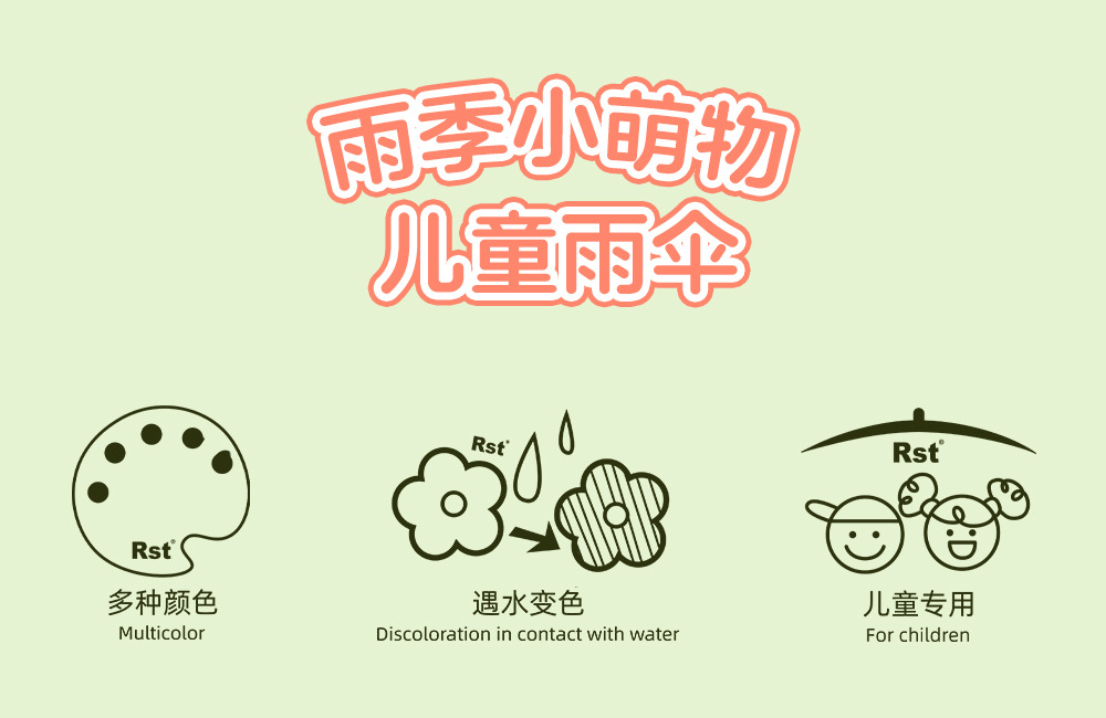 【跨境】儿童遇水变颜色的雨伞卡通图案长柄伞19寸自动小孩子伞详情3