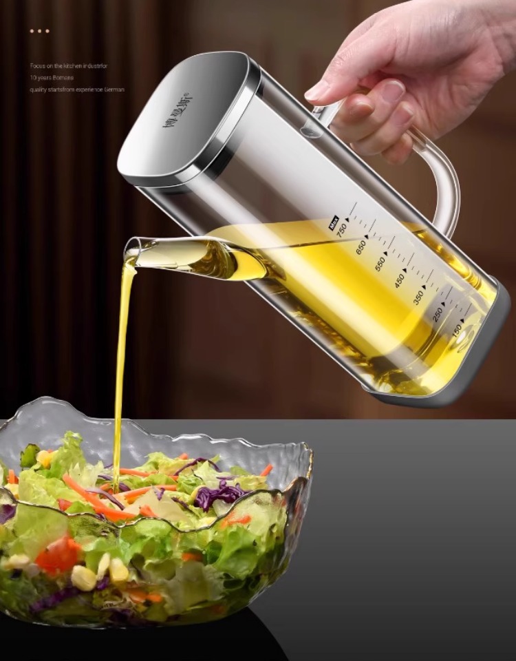 Glass oil pot, leak-proof bottle, kitchen household, non-stick oil container for seasonings such as soy sauce and vinegar, stainless steel large oil tank pic 4