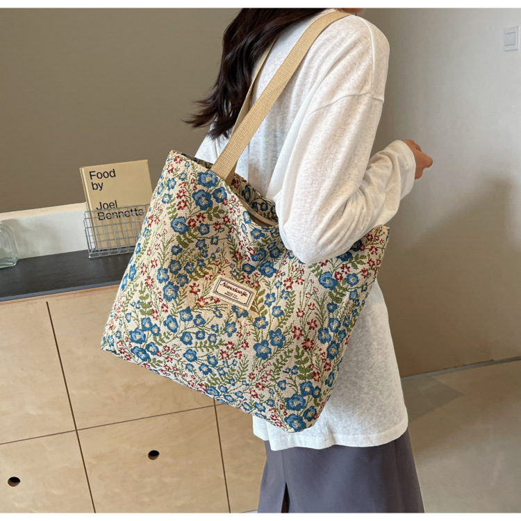 大容量帆布包包2024新款潮时尚百搭单肩手提袋子ins学生上课包女详情28