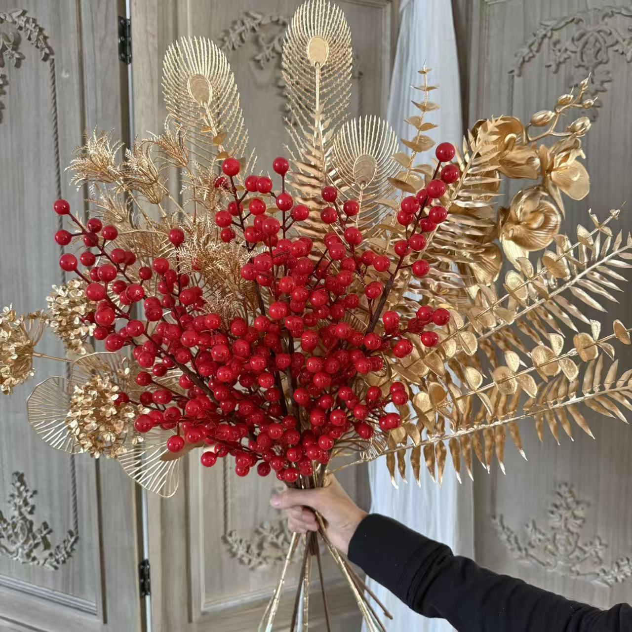 红果果仿真花福桶diy插花仿真冬青果新年装饰花年宵花批发详情18