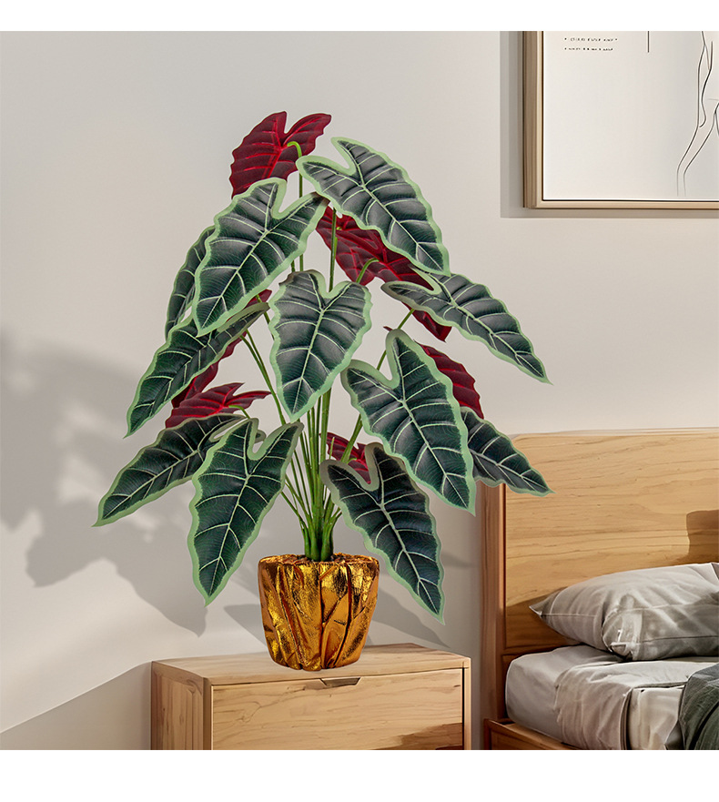 Artificial green plant 18-leaf lucky lily, plastic plant for living room, dining room, table, flowerpot decoration, outdoor garden landscaping pic 7