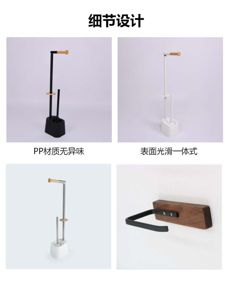 Stainless steel floor-standing tissue paper rack, bathroom toilet paper roll, vertical toilet brush, integrated storage rack, toilet paper rack pic 2