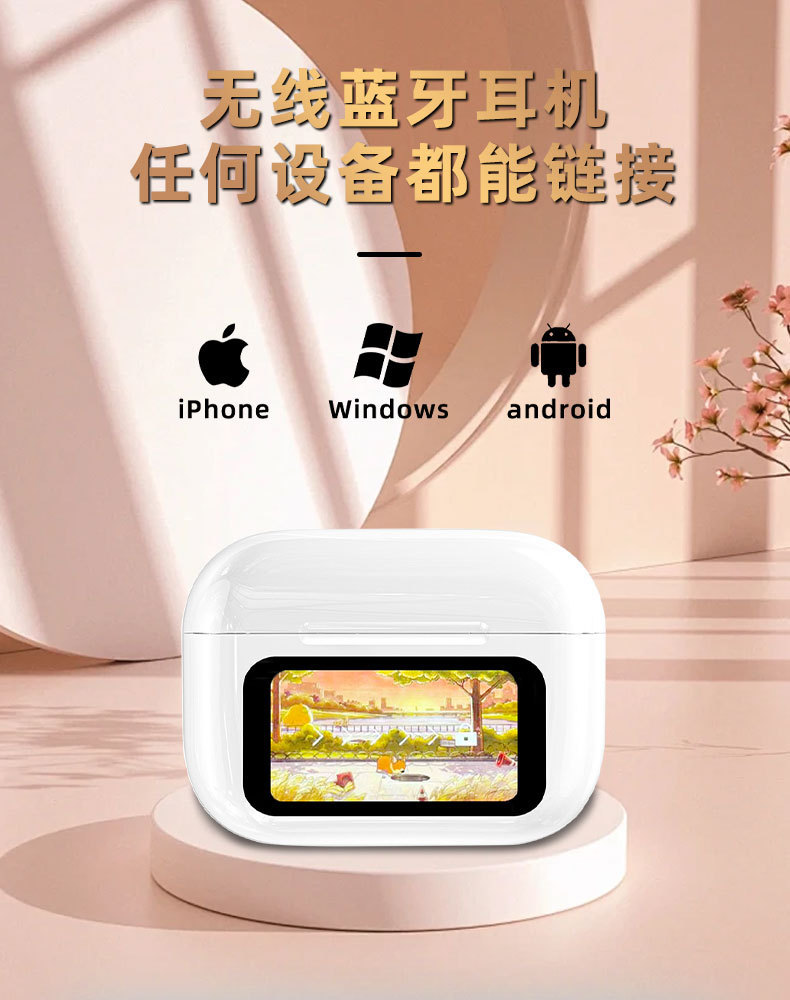 跨境A9pro入耳式彩屏蓝牙耳机多功能触控屏ANC+ENC降噪智能耳机详情7