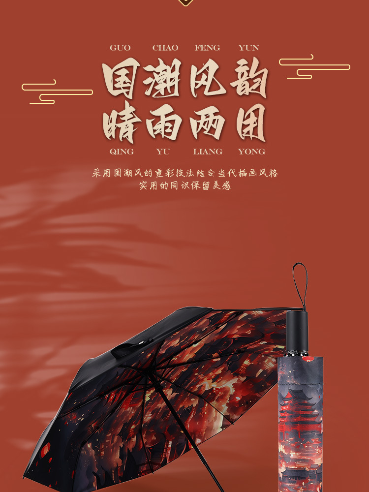 New national trend style automatic umbrella, portable sunshade, black rubber sun umbrella, high appearance level, UV protection, available for wholesale pic 3