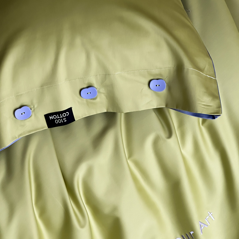 Simple, light luxury and fashionable solid-color long-staple cotton four-piece set, pure cotton letter-embroidered duvet cover, double bedding pic 89