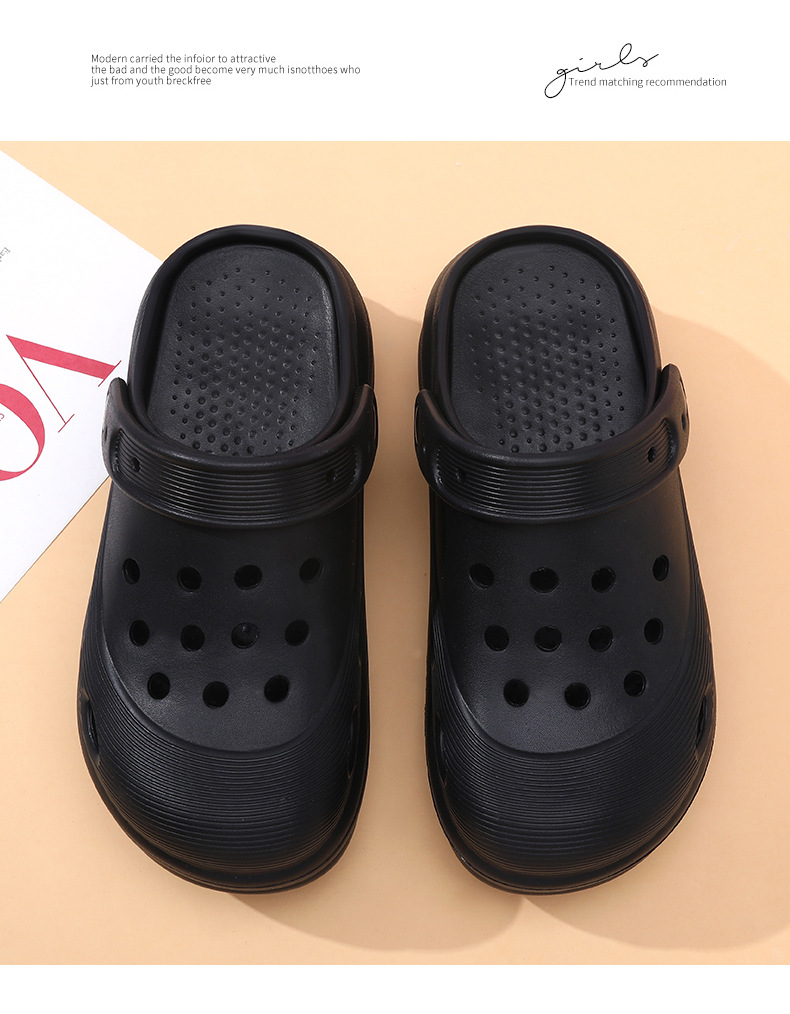 夏季高跟EVA洞洞鞋女 增高厚底户外沙滩凉拖鞋防滑防臭踩屎感拖鞋详情19