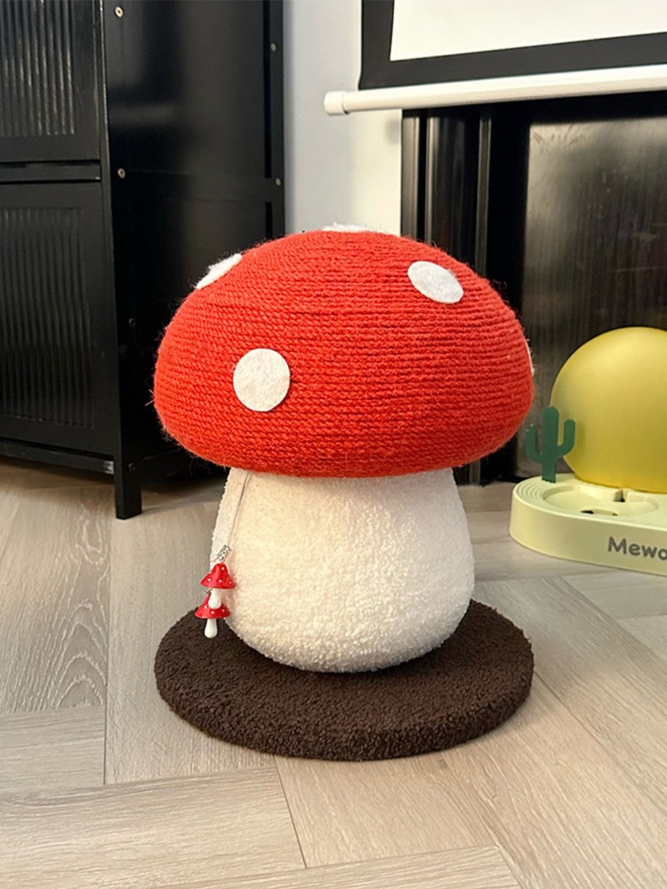 Red Mushroom cat climbing frame grab post, one piece of sisal claw cat climbing post, standing cat grab board, cat tree cat toy pic 7