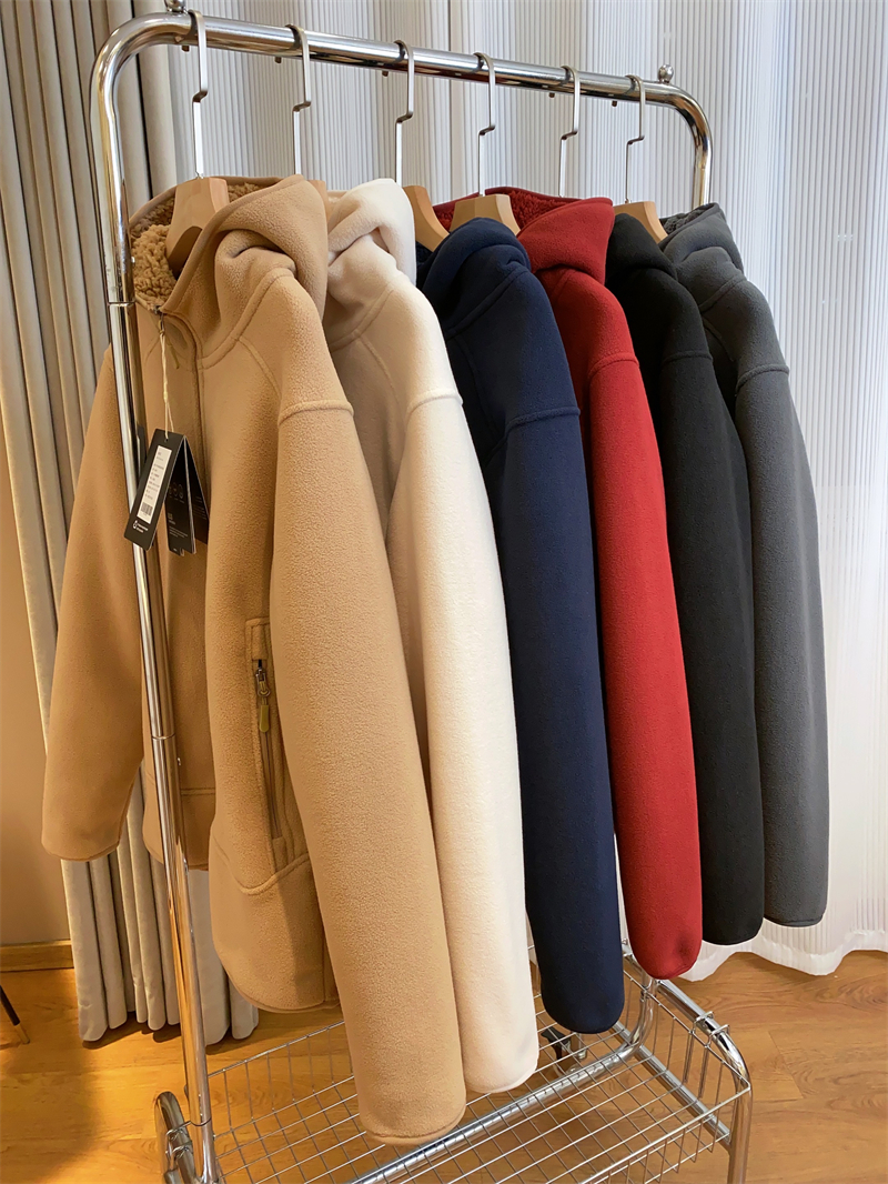 黑科技发热双面摇粒绒拉链连帽加厚情侣外套卫衣女详情11