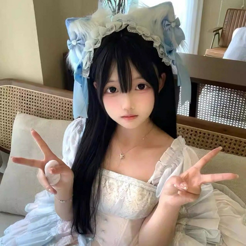 2D cat-ear hair band, Lolita headpiece, hair clip, cosplay comic exhibition Lolita hair band, maid beast ear hair accessory pic 4