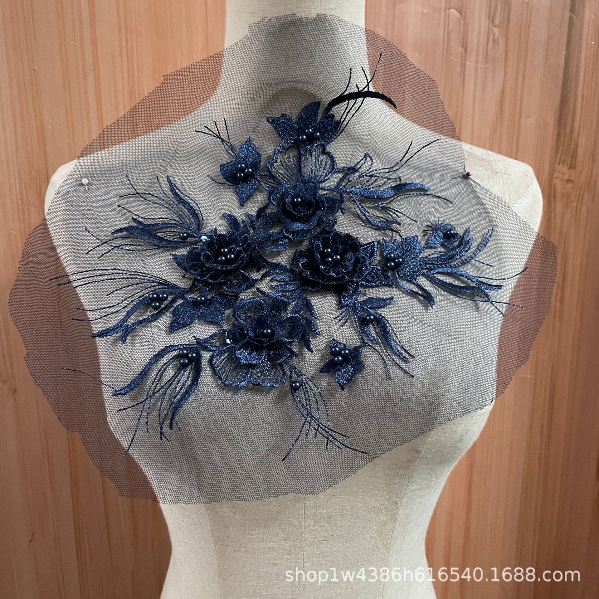 Wholesale lace three-dimensional flower fabric patchwork clothing accessories, nail and diamond decorative appliqued DIY Hanfu collar flowers from the manufacturer pic 6